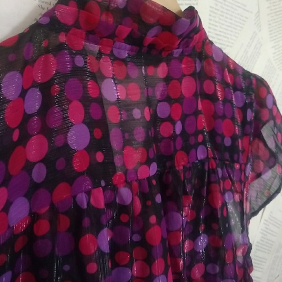 The Limited Polka Dot Sheer Top w/ Bow M EUC - Picture 7 of 7